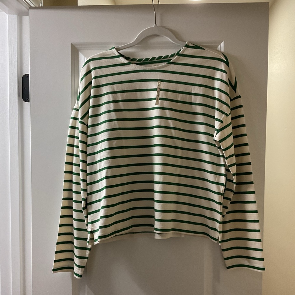 Striped shirt with elbow patches